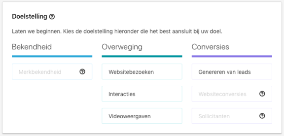 Doelstellingen kiezen Linkedin Adverteren Doelstellingen kiezen Linkedin Adverteren